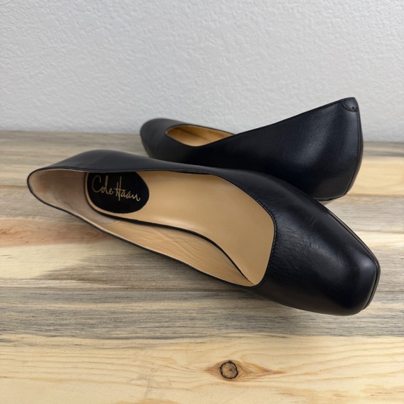 Cole Haan Nike Air Collab Black Leather Pump Kitten Heel Square Toe Size 8AA - Picture 7 of 13